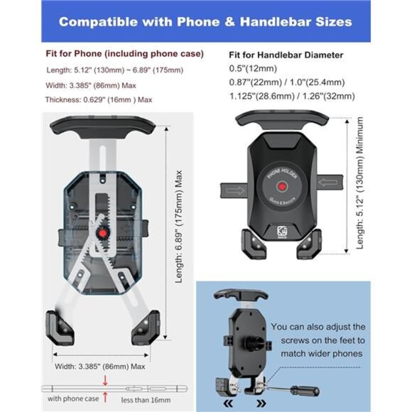 Motorcycle Phone Mount, [1s Lock] [One Hand Operation] Bike Phone Mount - Picture 6 of 16